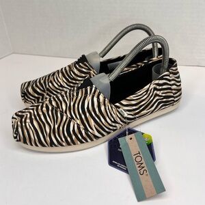 TOMS Alpargata Womens Natural Liger Print Sz 7.5 Comfort Flats Loafers New W/Tag